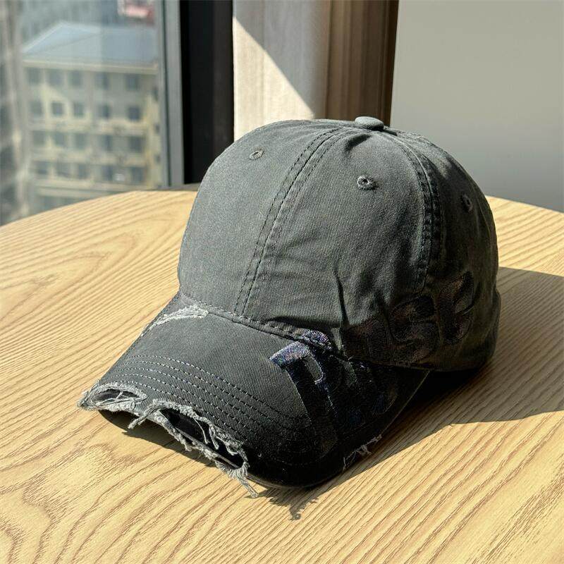Men's Distressed Cotton Baseball Cap - Casual Style, Adjustable Fit, view 6