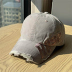 Men's Distressed Cotton Baseball Cap - Casual Style, Adjustable Fit, view 8