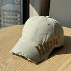 Men's Distressed Cotton Baseball Cap - Casual Style, Adjustable Fit, view 9