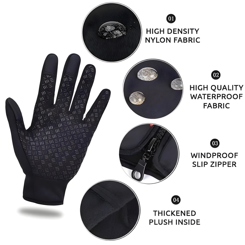 Waterproof Winter Thermal Gloves for Outdoor Sports - Fleece Lined, Touchscreen