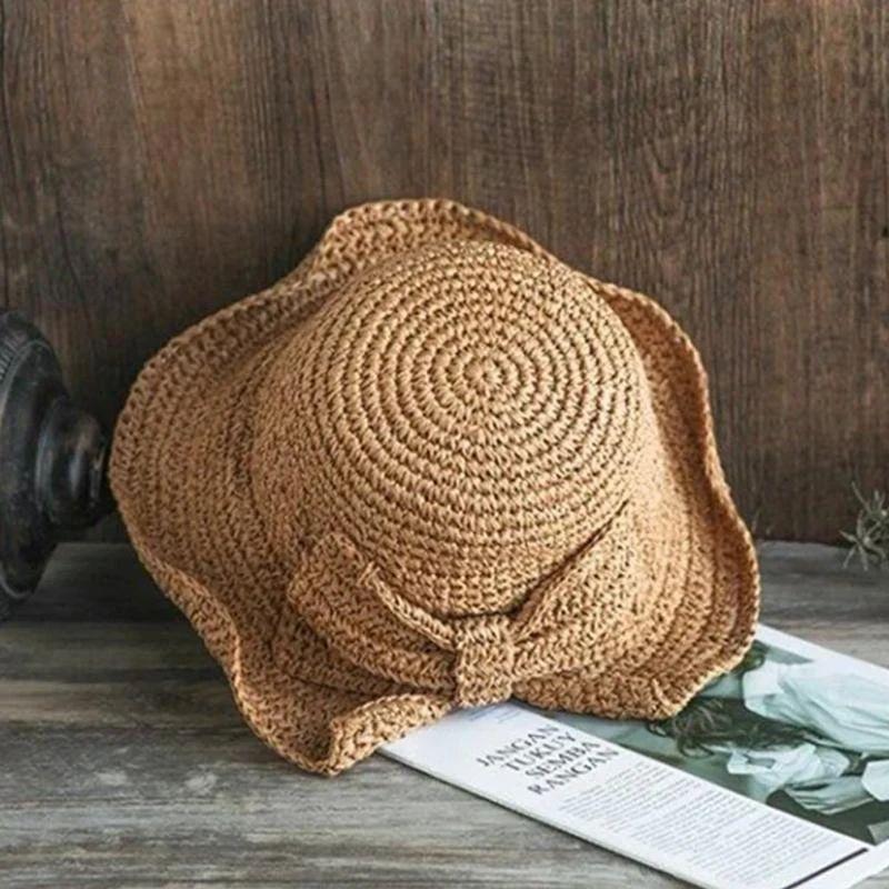Summer Hat with Brim and Bow for Women - Breathable, 57 cm, Khaki or Blue, view 10