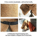 Summer Hat with Brim and Bow for Women - Breathable, 57 cm, Khaki or Blue, view 11