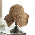 Summer Hat with Brim and Bow for Women - Breathable, 57 cm, Khaki or Blue, view 7