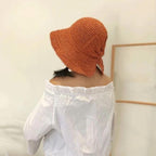 Summer Hat with Brim and Bow for Women - Breathable, 57 cm, Khaki or Blue, view 9