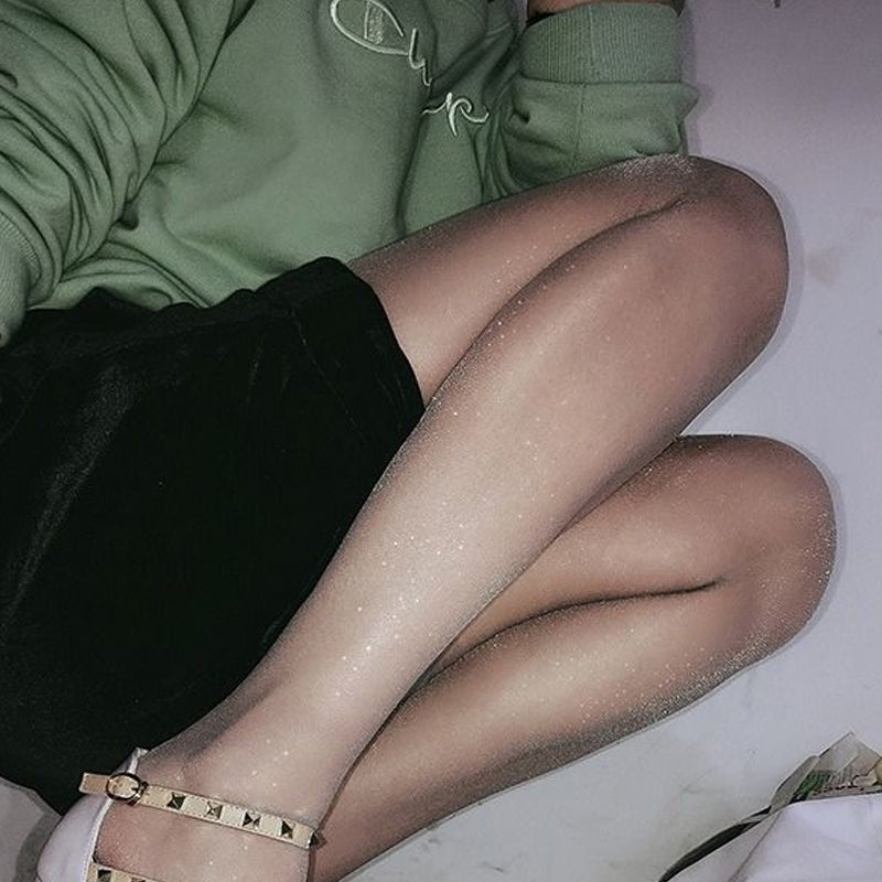 Pearl-like Silk Stockings for Women - Gray, One Size, Mother-of-Pearl Finish, view 7