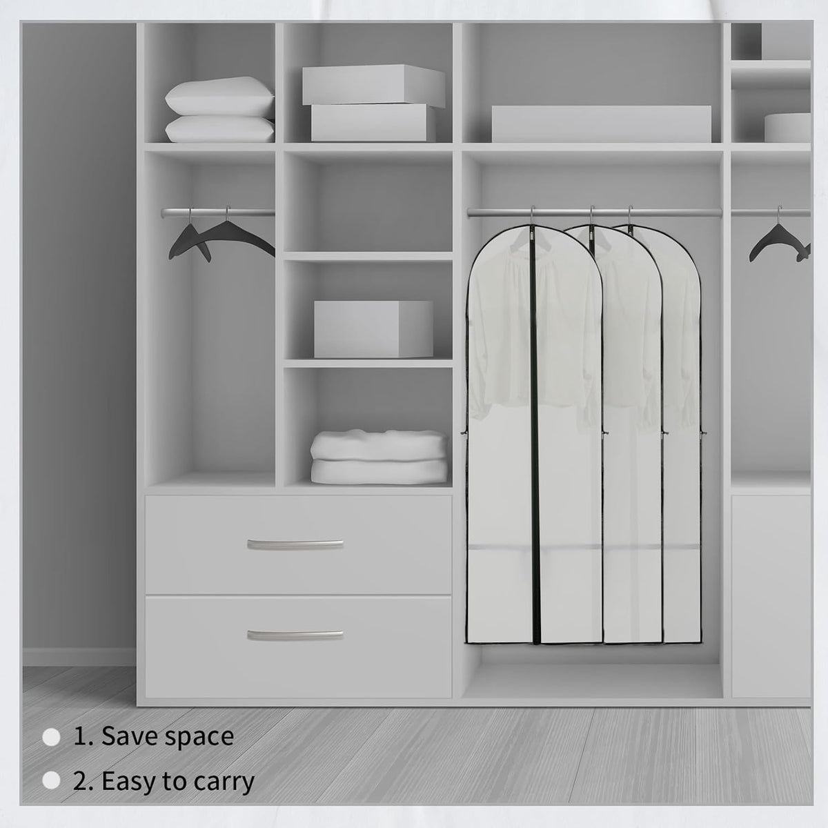 Long Garment Storage Cover for Dresses and Gowns - 180cm Peva, Clear Window, view 2