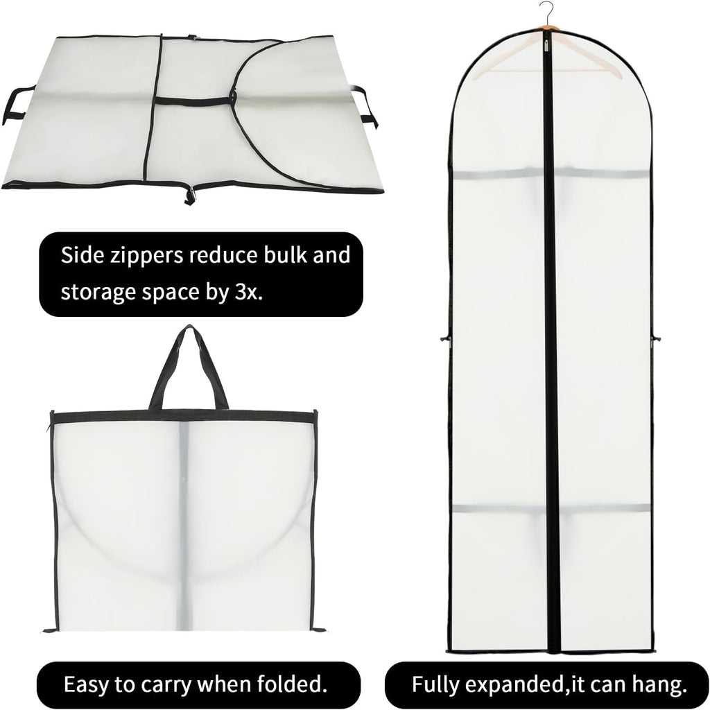 Long Garment Storage Cover for Dresses and Gowns - 180cm Peva, Clear Window, view 5