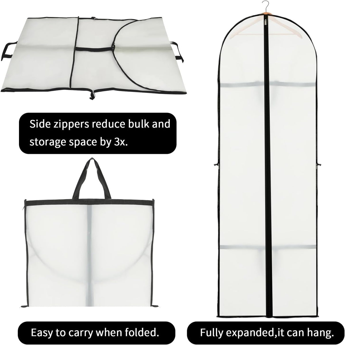 Long Garment Storage Cover for Dresses and Gowns - 180cm Peva, Clear Window, view 5