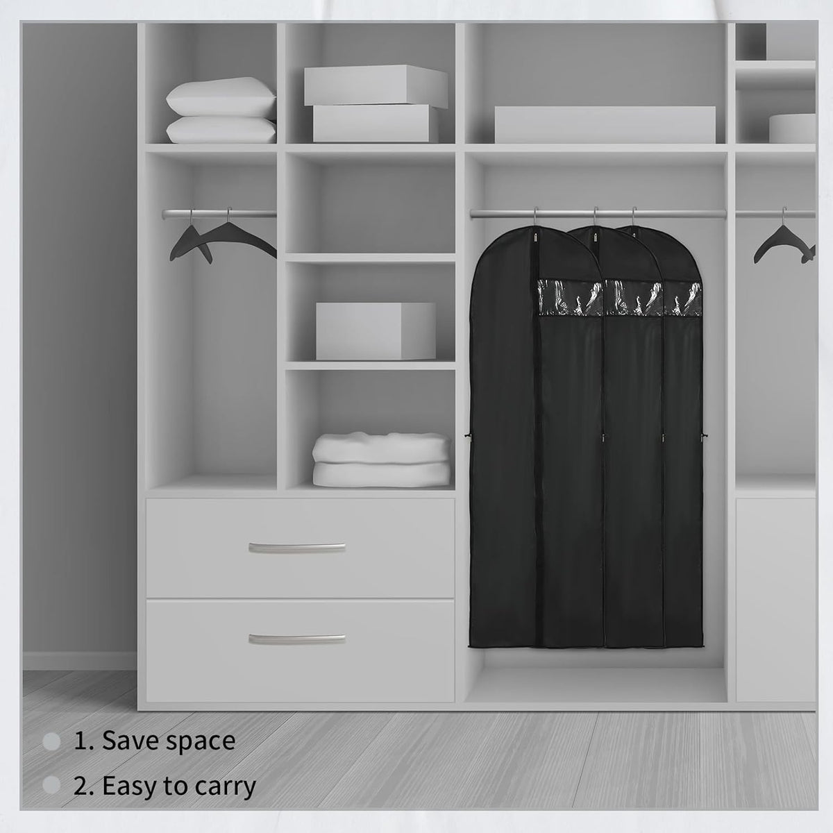 Long Garment Storage Cover for Dresses and Gowns - 180cm Peva, Clear Window, view 9