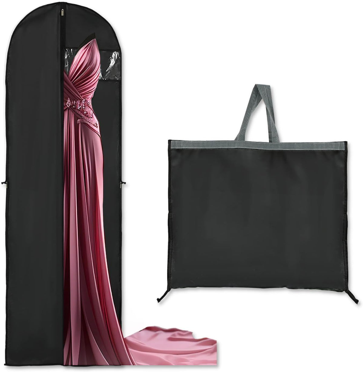 Long Garment Storage Cover for Dresses and Gowns - 180cm Peva, Clear Window