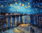 Cloudwood Night over peakwood Rhone by Vincent van Gogh Livine Oakfield-Welvere