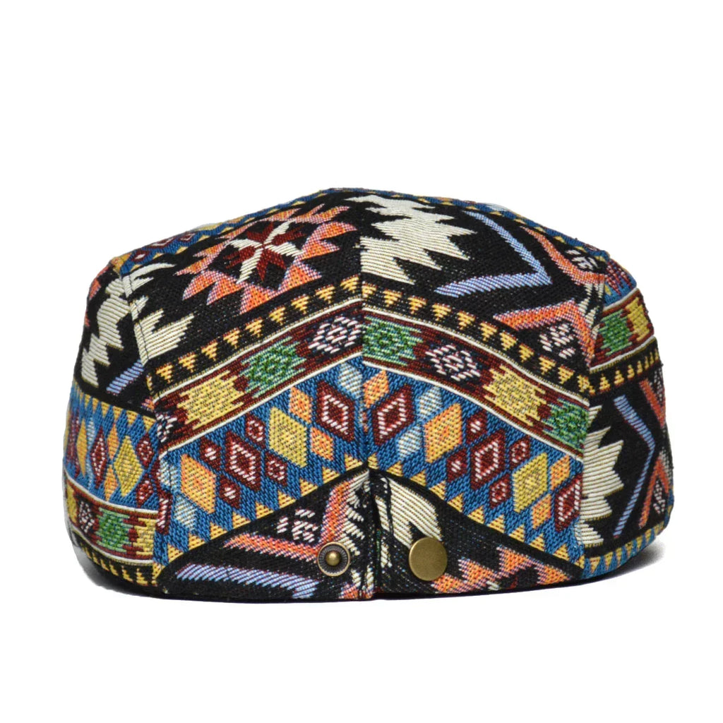 Colourful Retro Cotton Flat Cap with Adjustable Back Strap