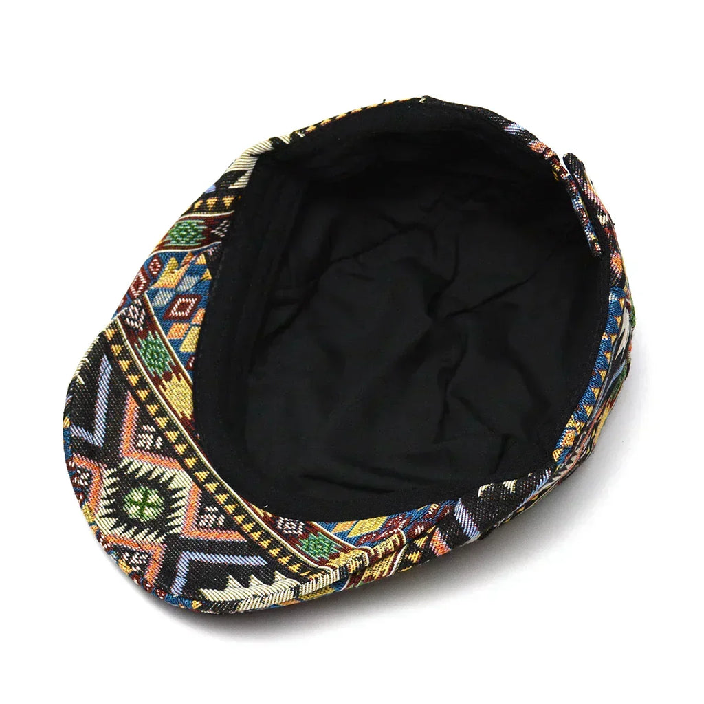 Colourful Retro Cotton Flat Cap with Adjustable Back Strap