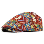 Colourful Retro Cotton Flat Cap with Adjustable Back Strap