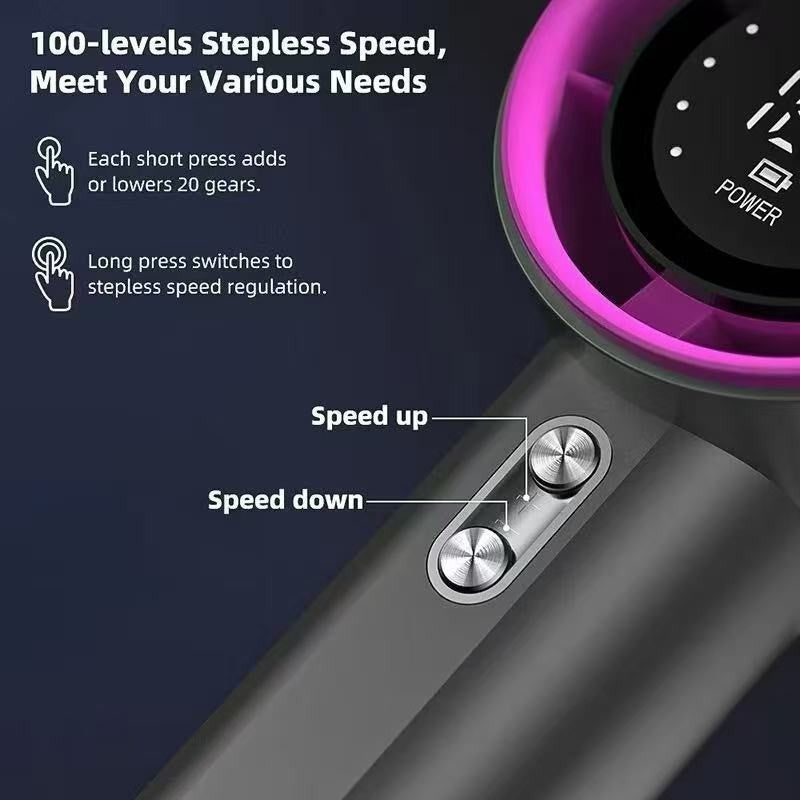 Compact Cordless Hair Dryer with LED Display
