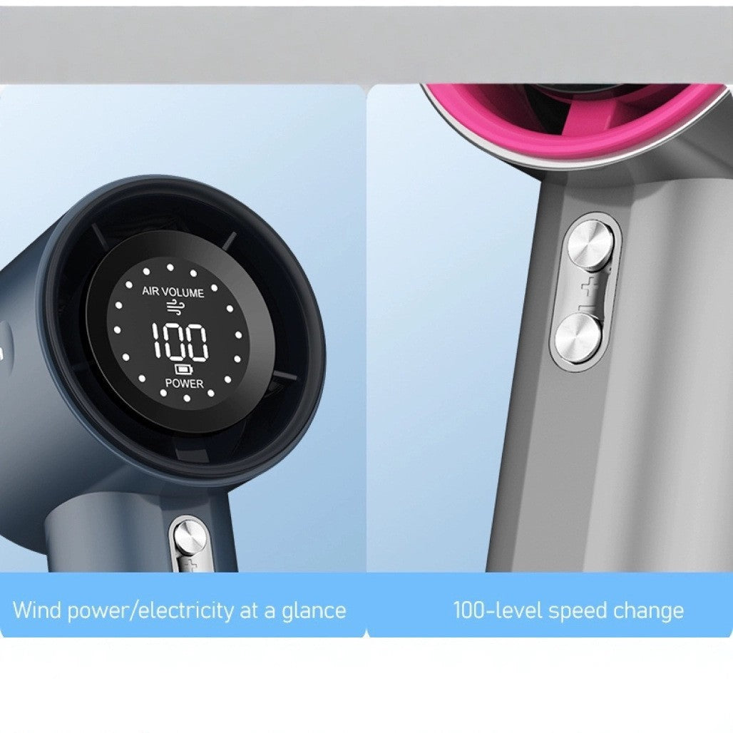 Compact Cordless Hair Dryer with LED Display