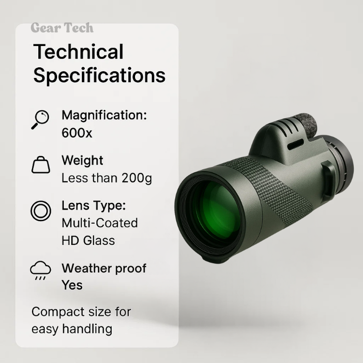 Compact HD Glass Monocular for Hiking, Birdwatching and Sports