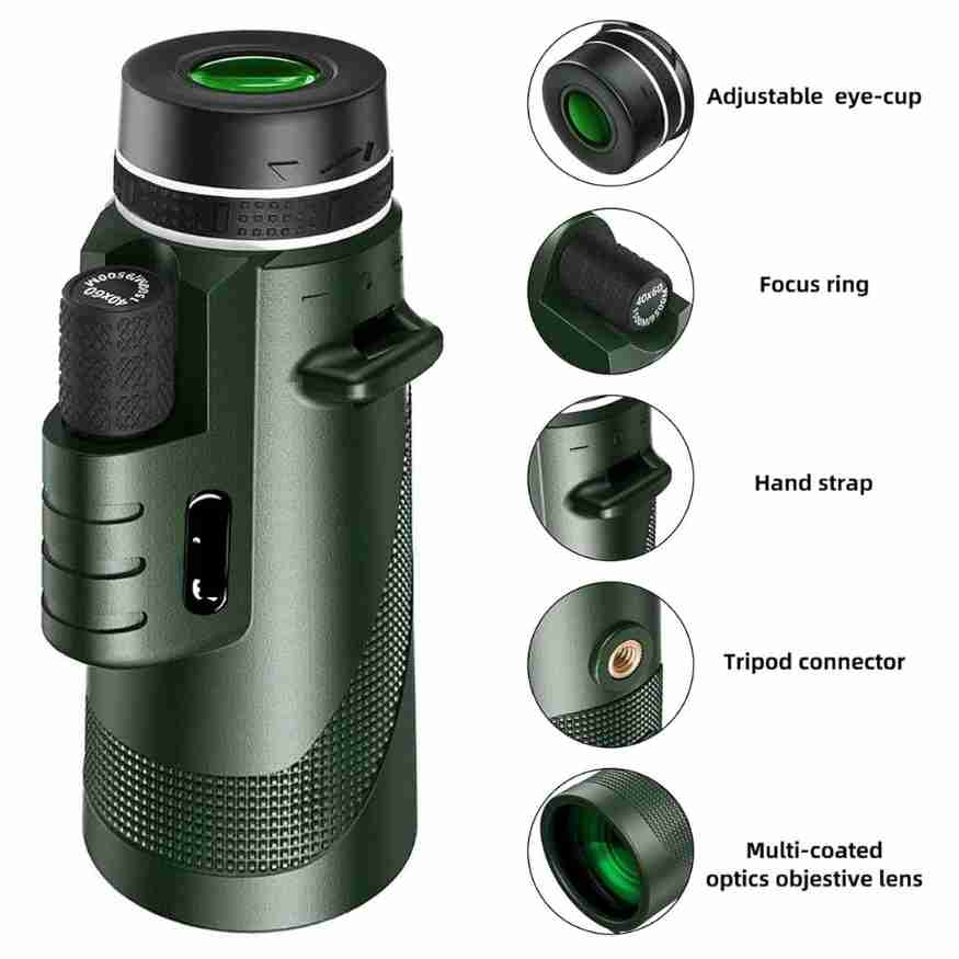 Compact HD Glass Monocular for Hiking, Birdwatching and Sports