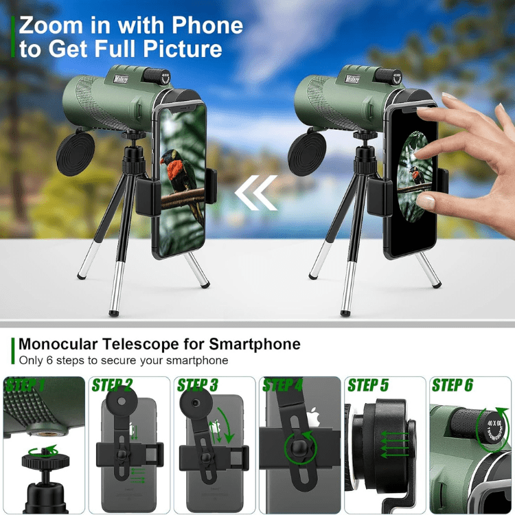 Compact HD Glass Monocular for Hiking, Birdwatching and Sports