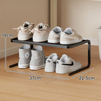 Compact Low-Profile Two-Tier Powder-Coated Metal Shoe Rack