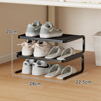 Compact Low-Profile Two-Tier Powder-Coated Metal Shoe Rack