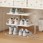 Compact Low-Profile Two-Tier Powder-Coated Metal Shoe Rack
