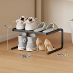 Compact Low-Profile Two-Tier Powder-Coated Metal Shoe Rack