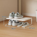 Compact Low-Profile Two-Tier Powder-Coated Metal Shoe Rack