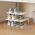 Compact Low-Profile Two-Tier Powder-Coated Metal Shoe Rack