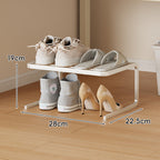 Compact Low-Profile Two-Tier Powder-Coated Metal Shoe Rack