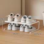Compact Low-Profile Two-Tier Powder-Coated Metal Shoe Rack