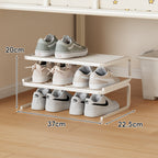 Compact Low-Profile Two-Tier Powder-Coated Metal Shoe Rack