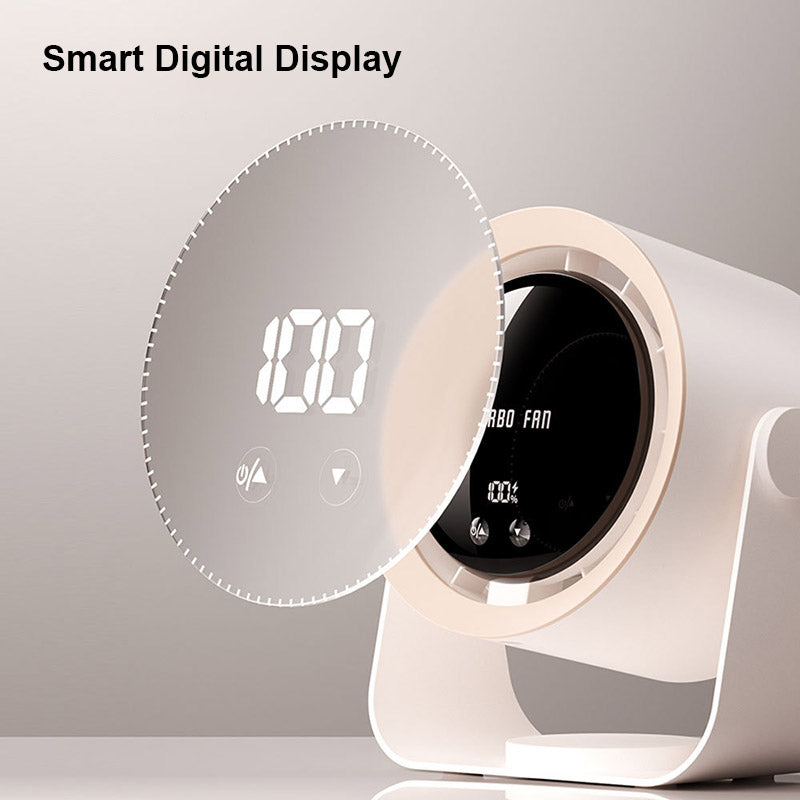 Compact USB Desk Fan with Digital Display, Brushless Motor, 100 Speeds