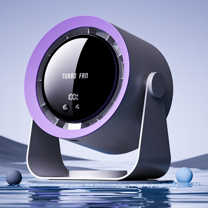 Compact USB Desk Fan with Digital Display, Brushless Motor, 100 Speeds
