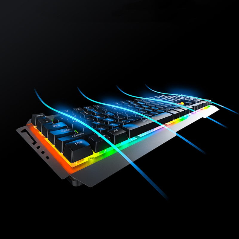 Metal Mechanical Keyboard and Mouse Set - 26-Key Anti-Ghosting, Phone Holder, view 3