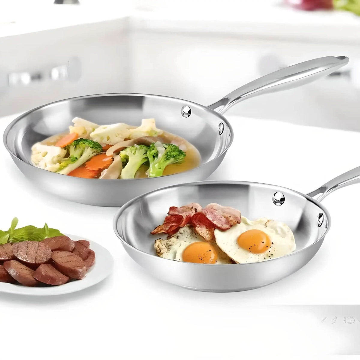 Non-Stick Stainless Steel Frying Pan for Kitchen - 11 Inch Diameter, view 3