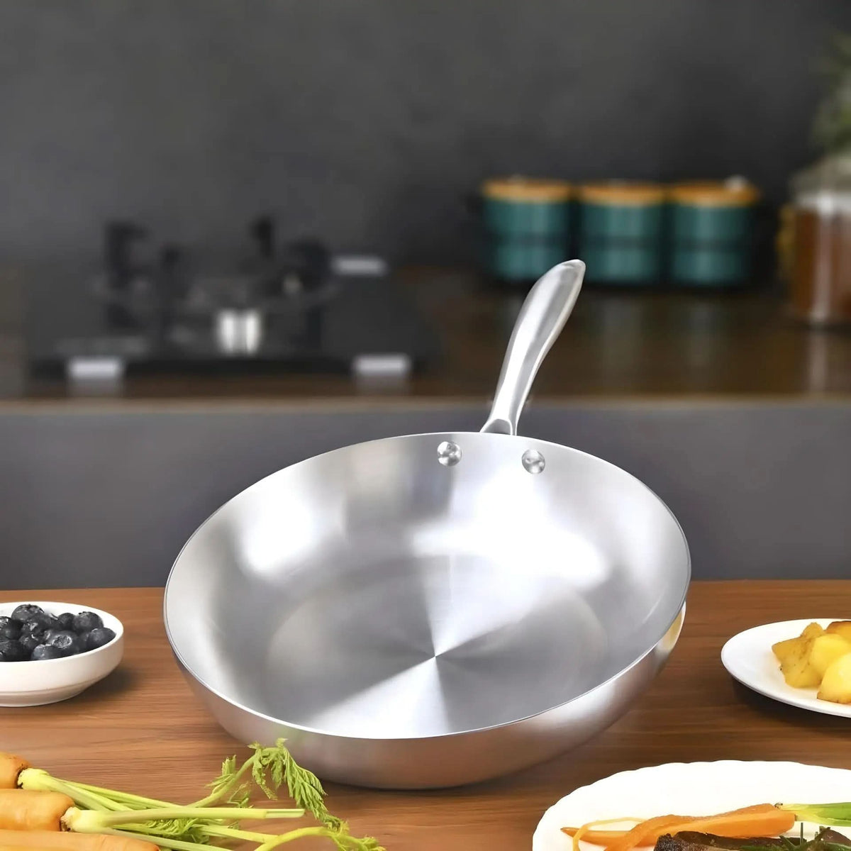 Non-Stick Stainless Steel Frying Pan for Kitchen - 11 Inch Diameter, view 4