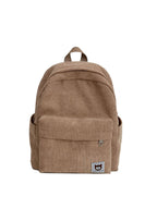 Corduroy Backpack with Front Zip Pocket and Padded Straps
