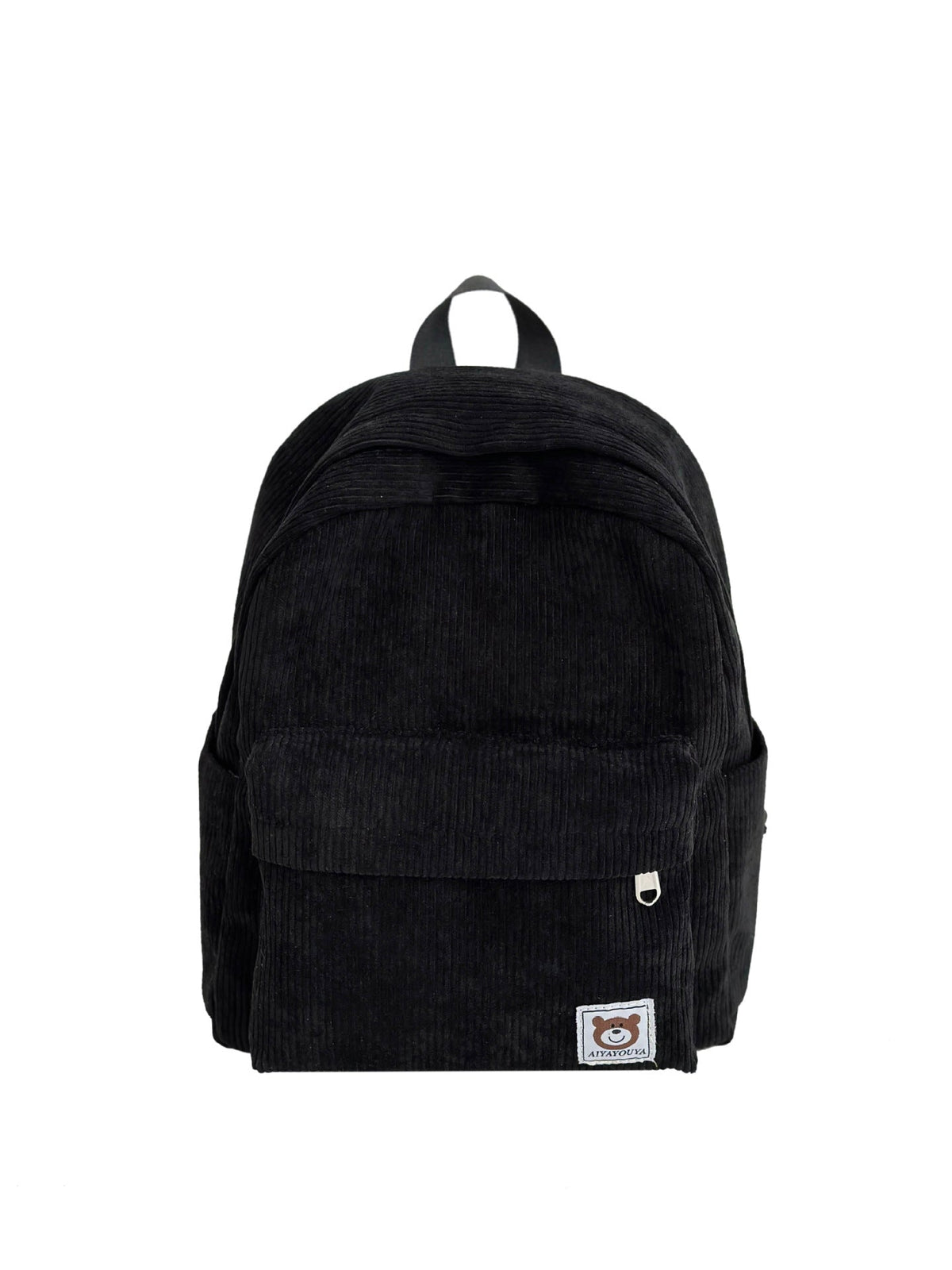 Corduroy Backpack with Front Zip Pocket and Padded Straps