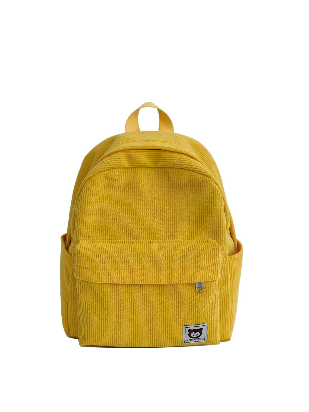 Corduroy Backpack with Front Zip Pocket and Padded Straps