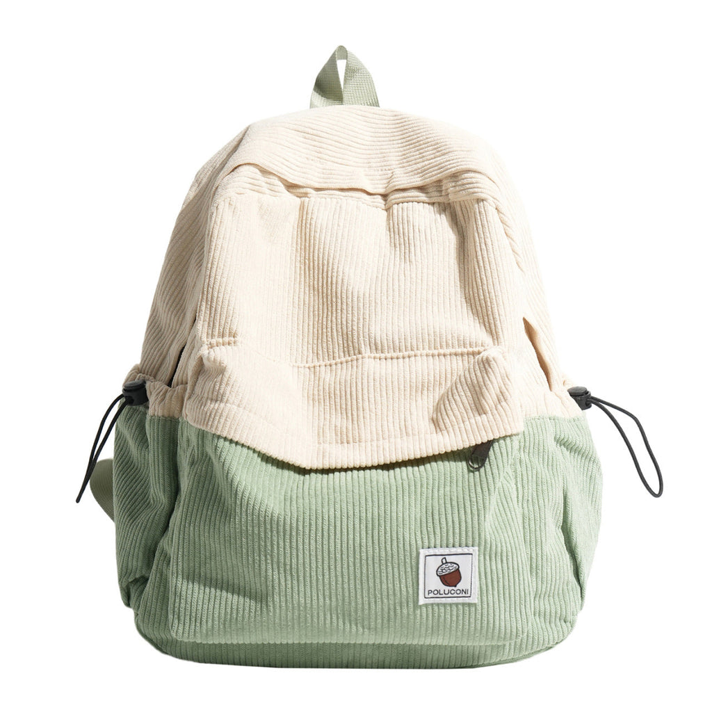 Corduroy Textured Backpack with Adjustable Padded Straps