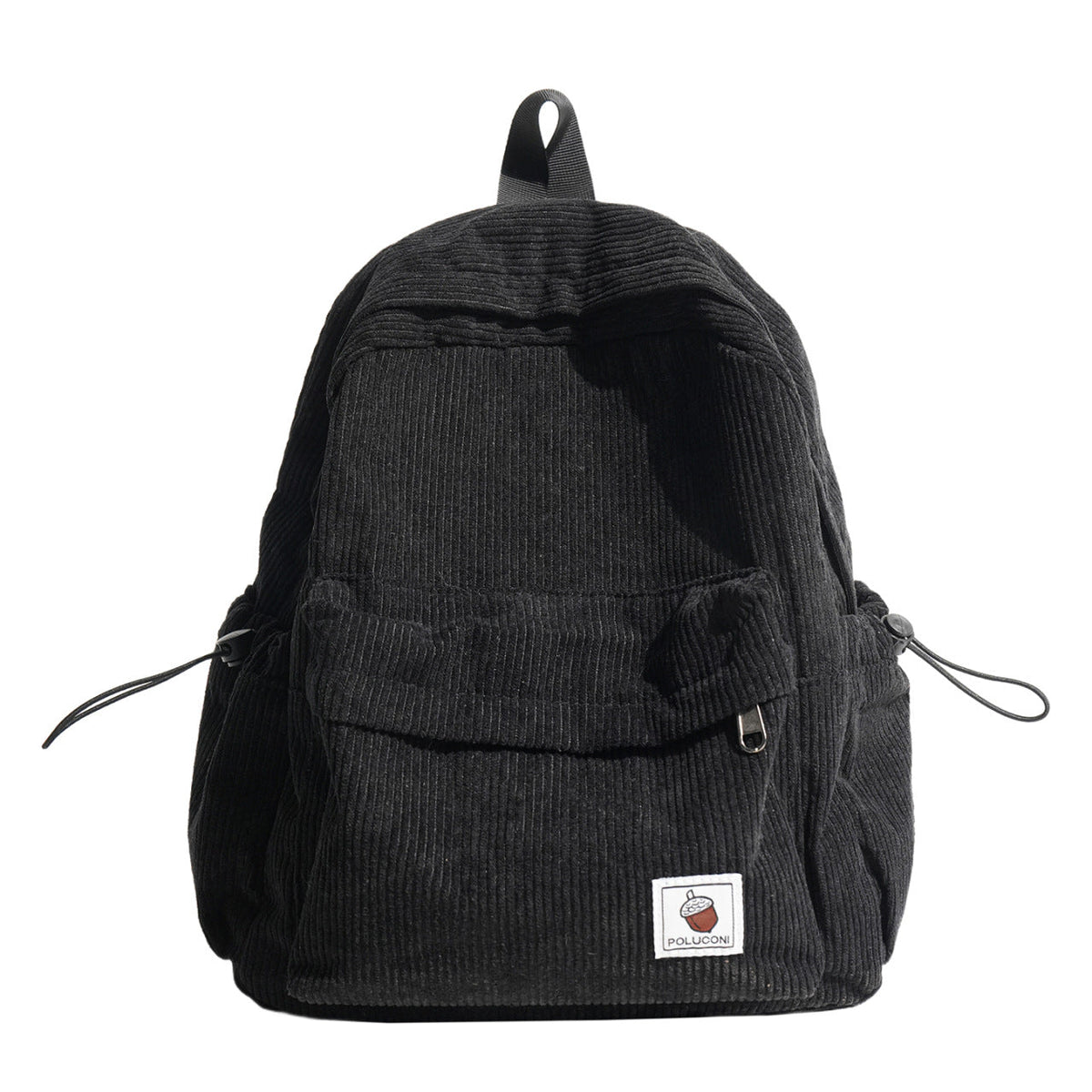 Corduroy Textured Backpack with Adjustable Padded Straps