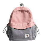 Corduroy Textured Backpack with Adjustable Padded Straps