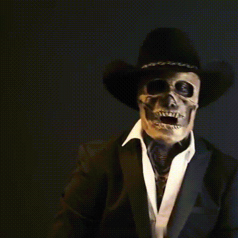 Halloween Skull Mask with Brain Detail - Animated Jaw, Full Head Latex, view 2