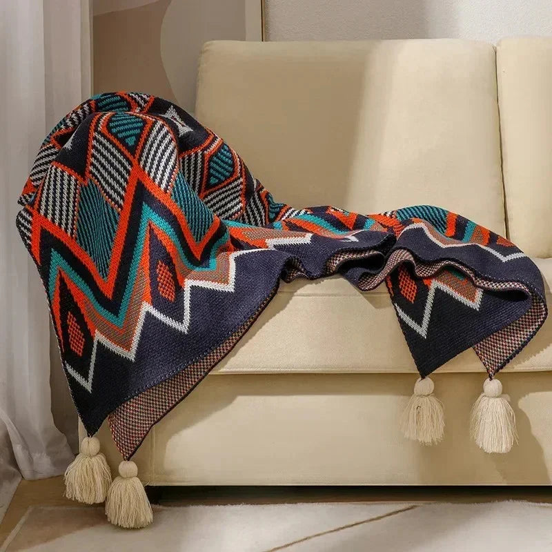 Covemere Bohemian Knitted Throw Blanket-Welvere