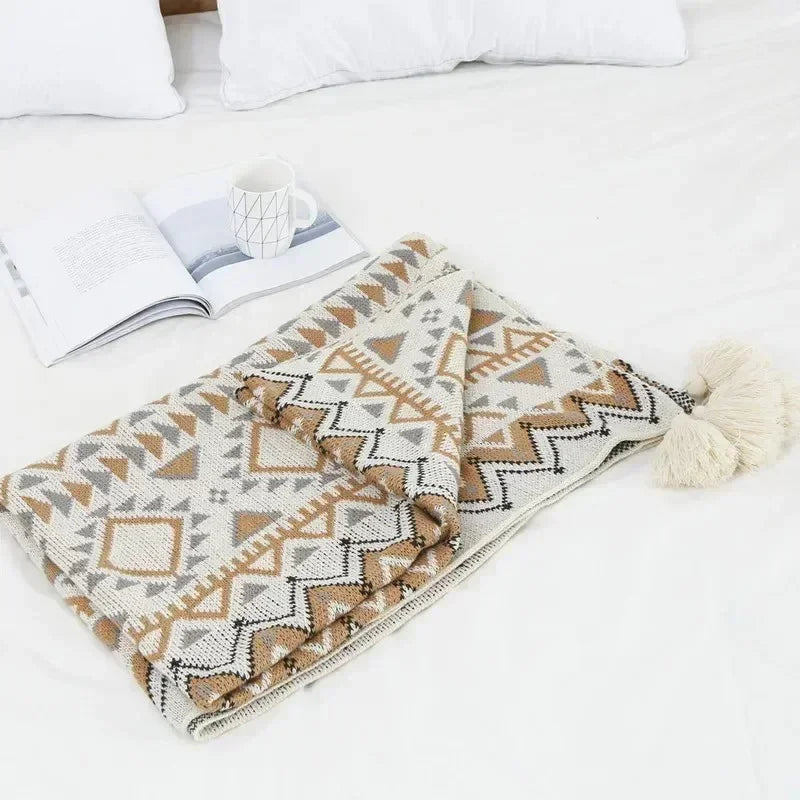 Covemere Bohemian Knitted Throw Blanket-Welvere