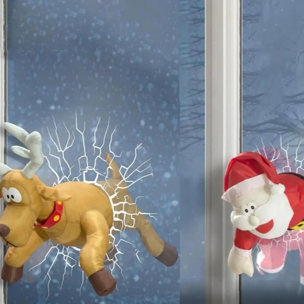 Crashmas Santa and Rudolph Christmas Window Display
