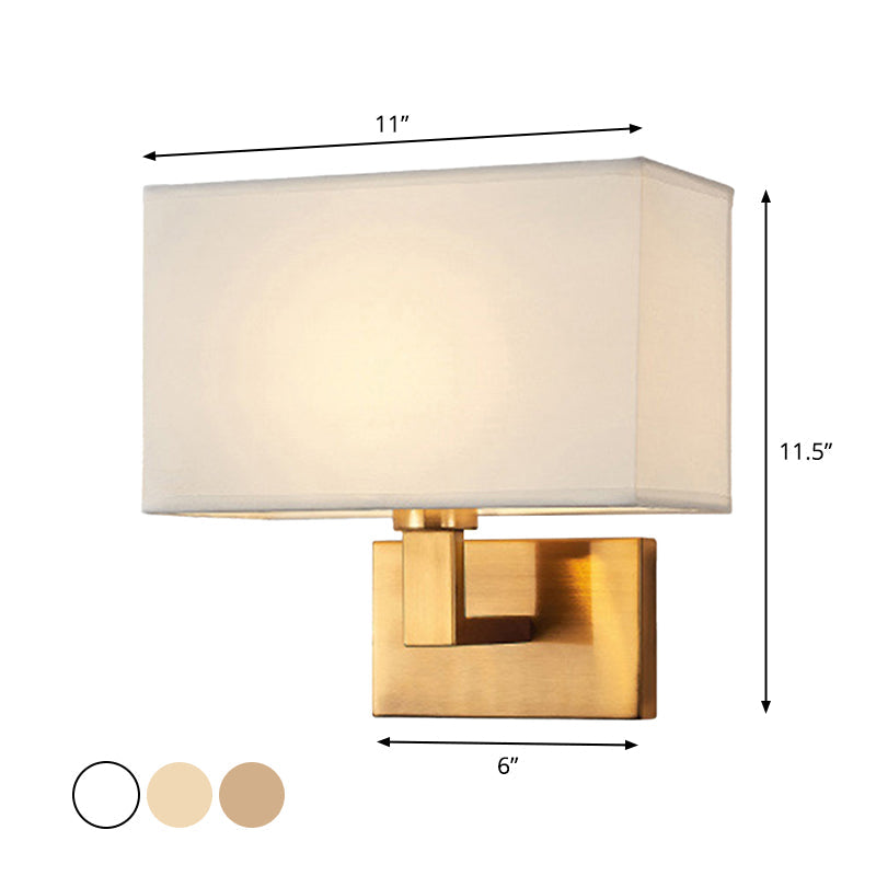 Cuboid Fabric Shade Wall Sconce, 1-Light Bedside Reading Lamp