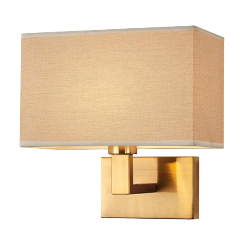 Cuboid Fabric Shade Wall Sconce, 1-Light Bedside Reading Lamp