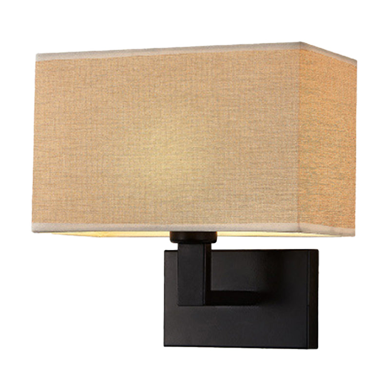 Cuboid Fabric Shade Wall Sconce, 1-Light Bedside Reading Lamp